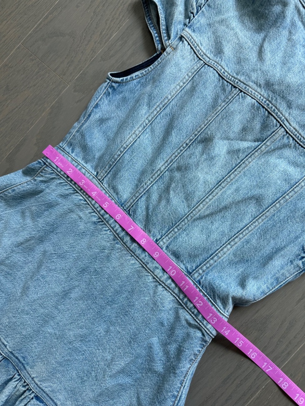 Alice + Olivia Patsy Denim Fit Flare Midi Tiered Dress Light Adele - Size 2 - Picture 8 of 11